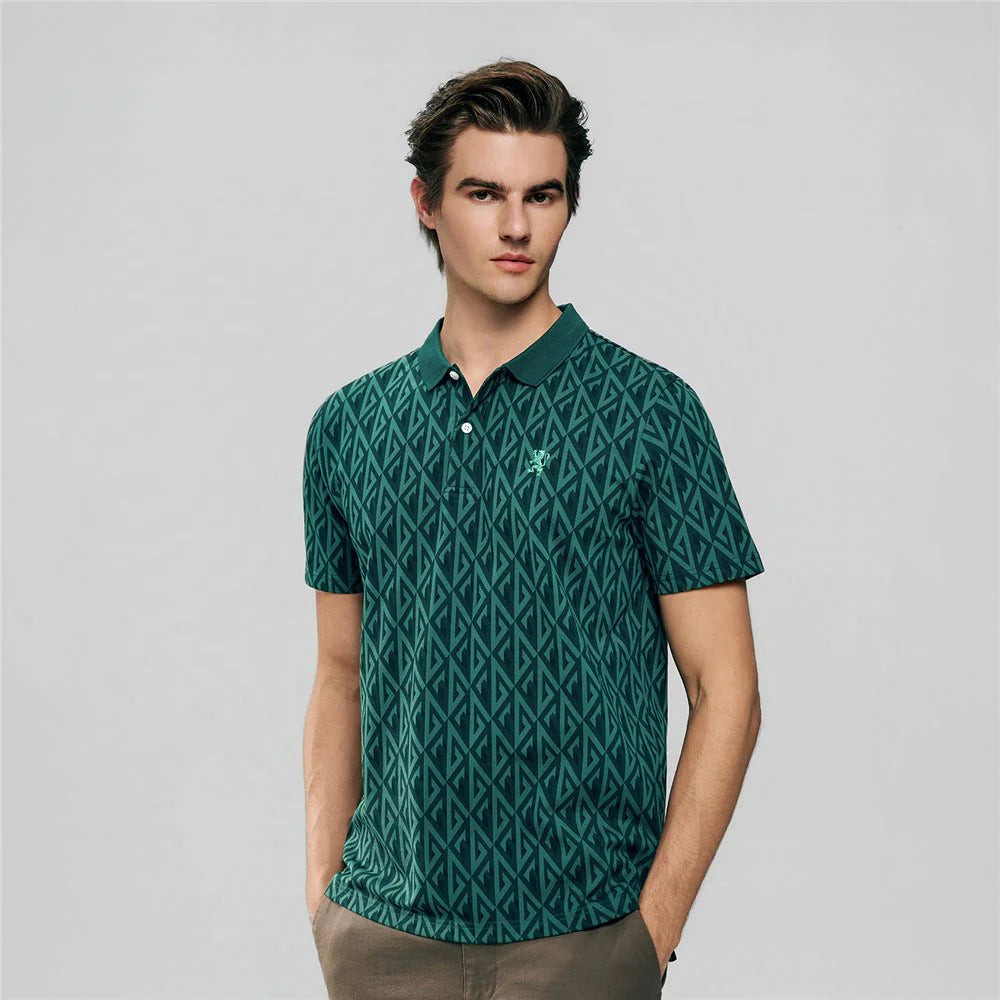 Pique Polo with Pattern Print (Slim Fit)