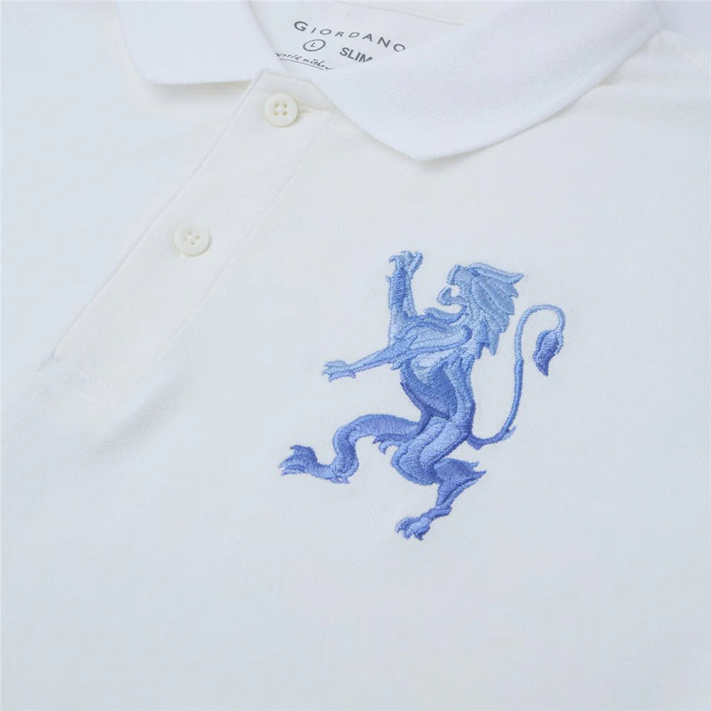 Slim Pique Polo With 3D Lion Embroidery