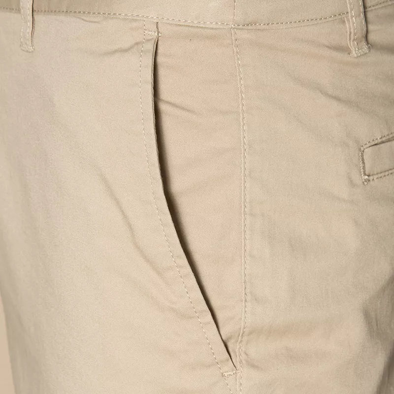 Slim Twill Bermuda Shorts With Stretch Waist