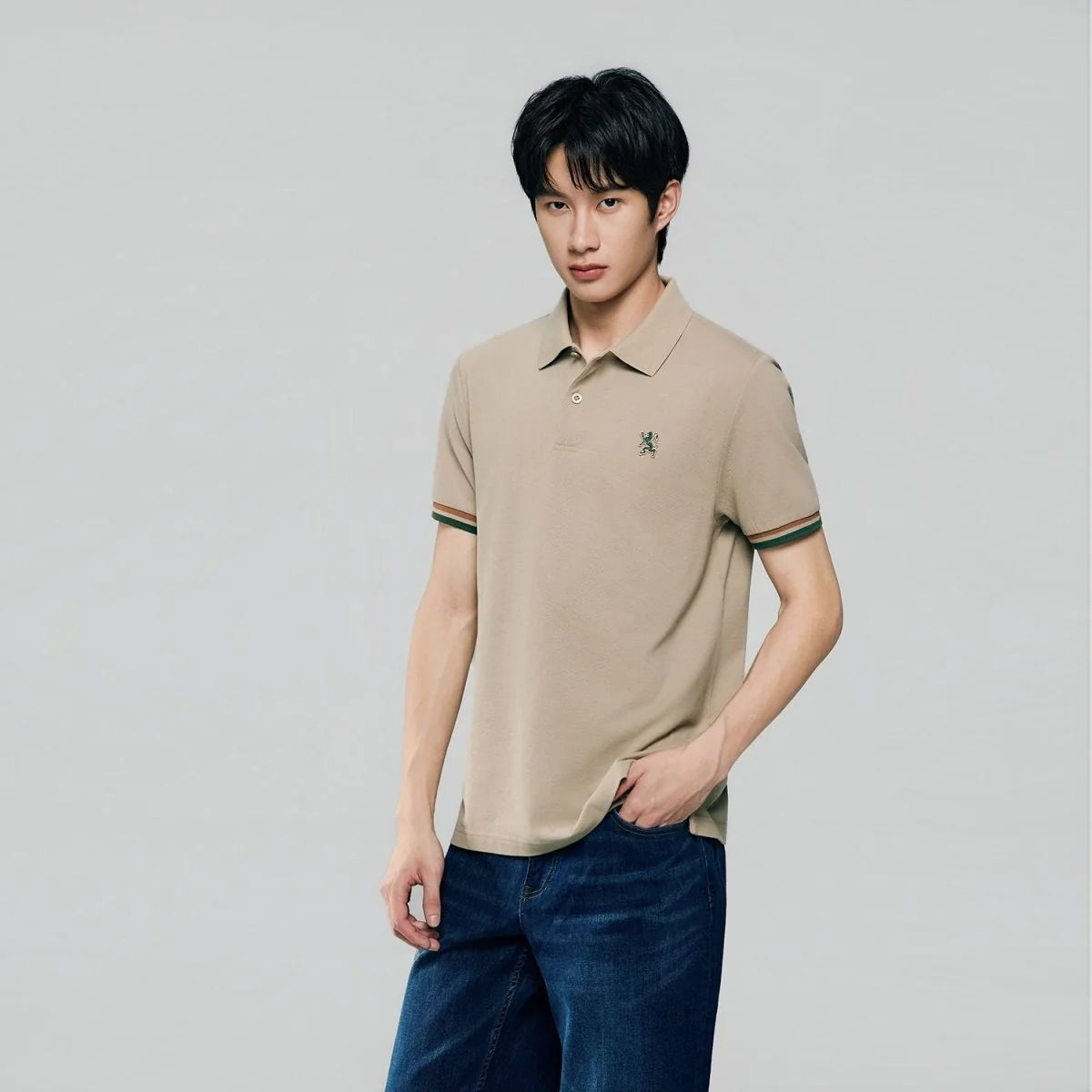 Performance Polo With Small Lion Embroidery (Slim Fit)
