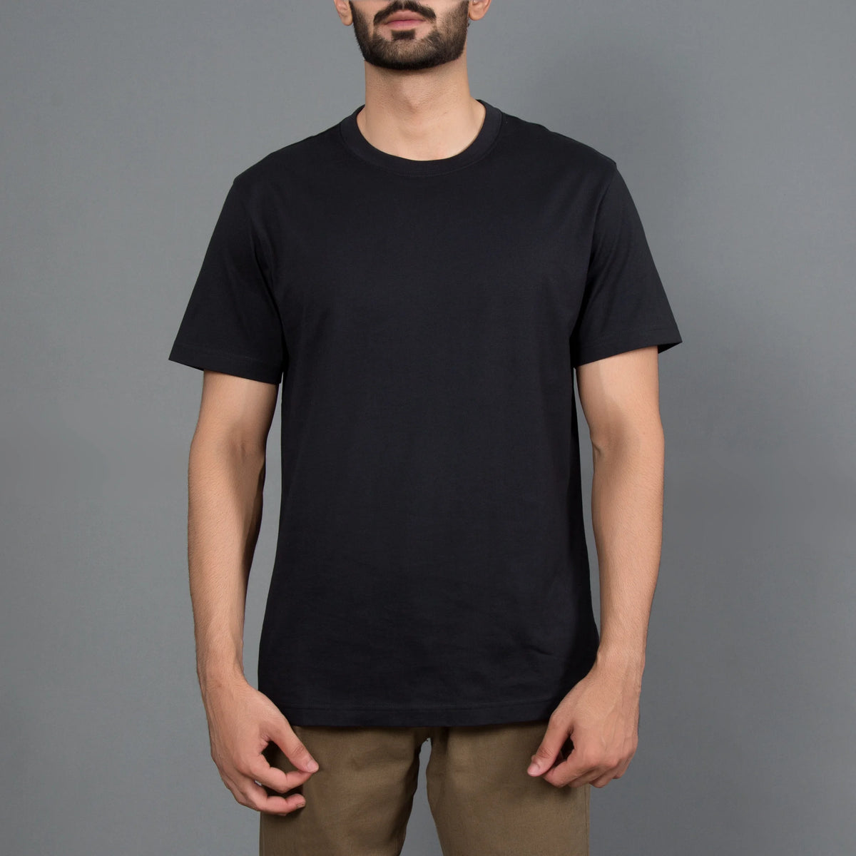 Cotton Crewneck Slim Fit Tee Short Sleeve