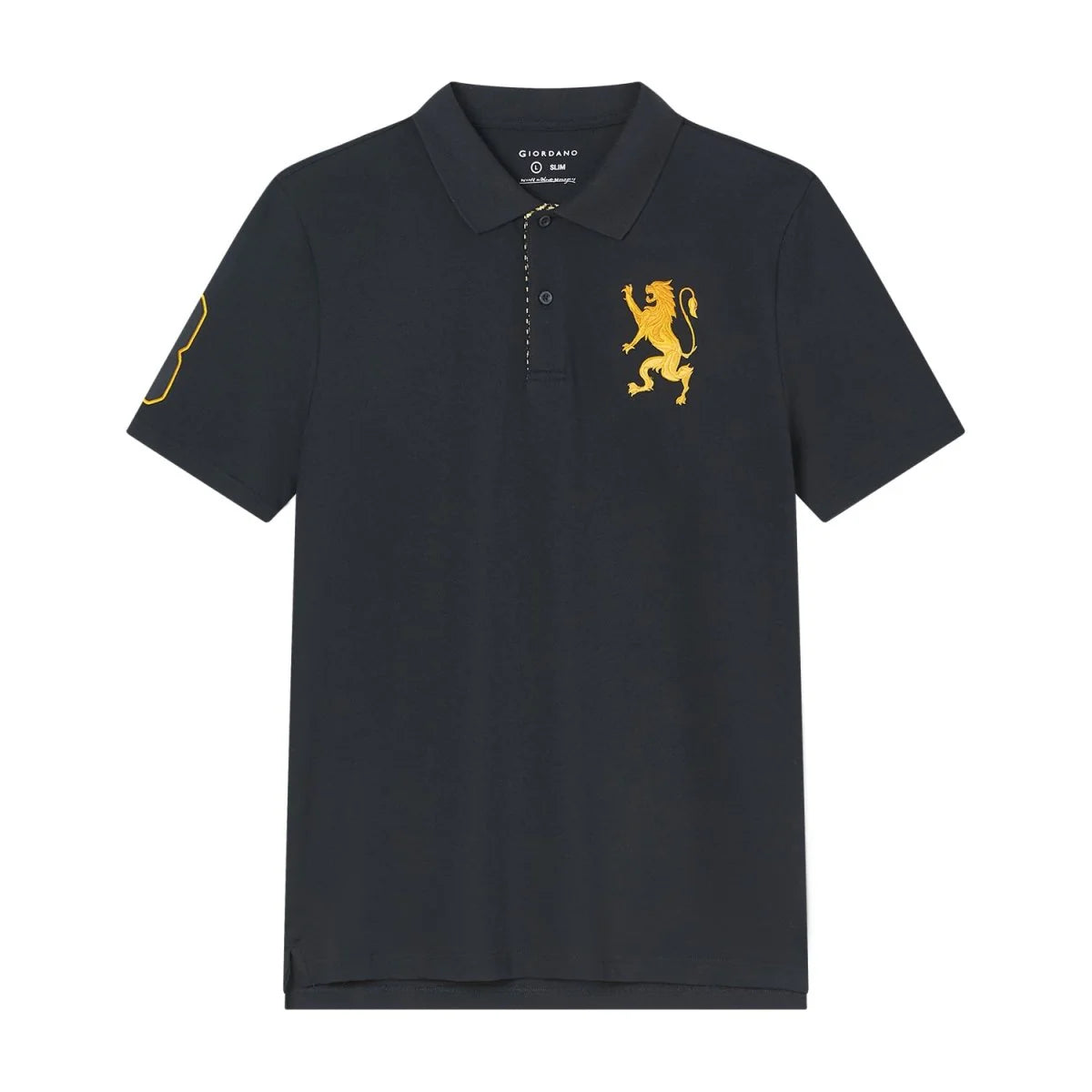 Slim Pique Polo With 3D Lion Embroidery