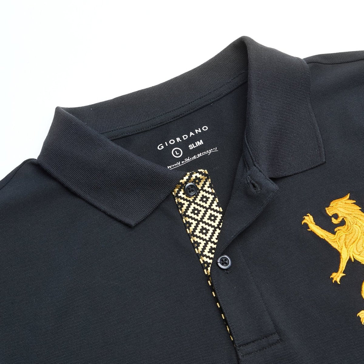 Slim Pique Polo With 3D Lion Embroidery