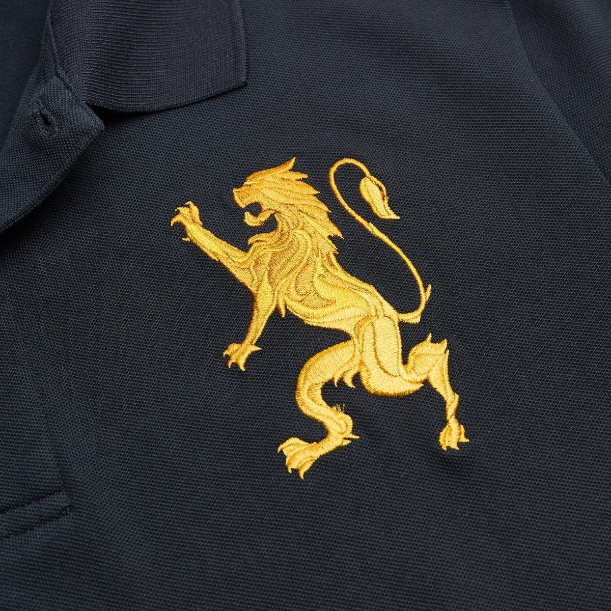 Slim Pique Polo With 3D Lion Embroidery
