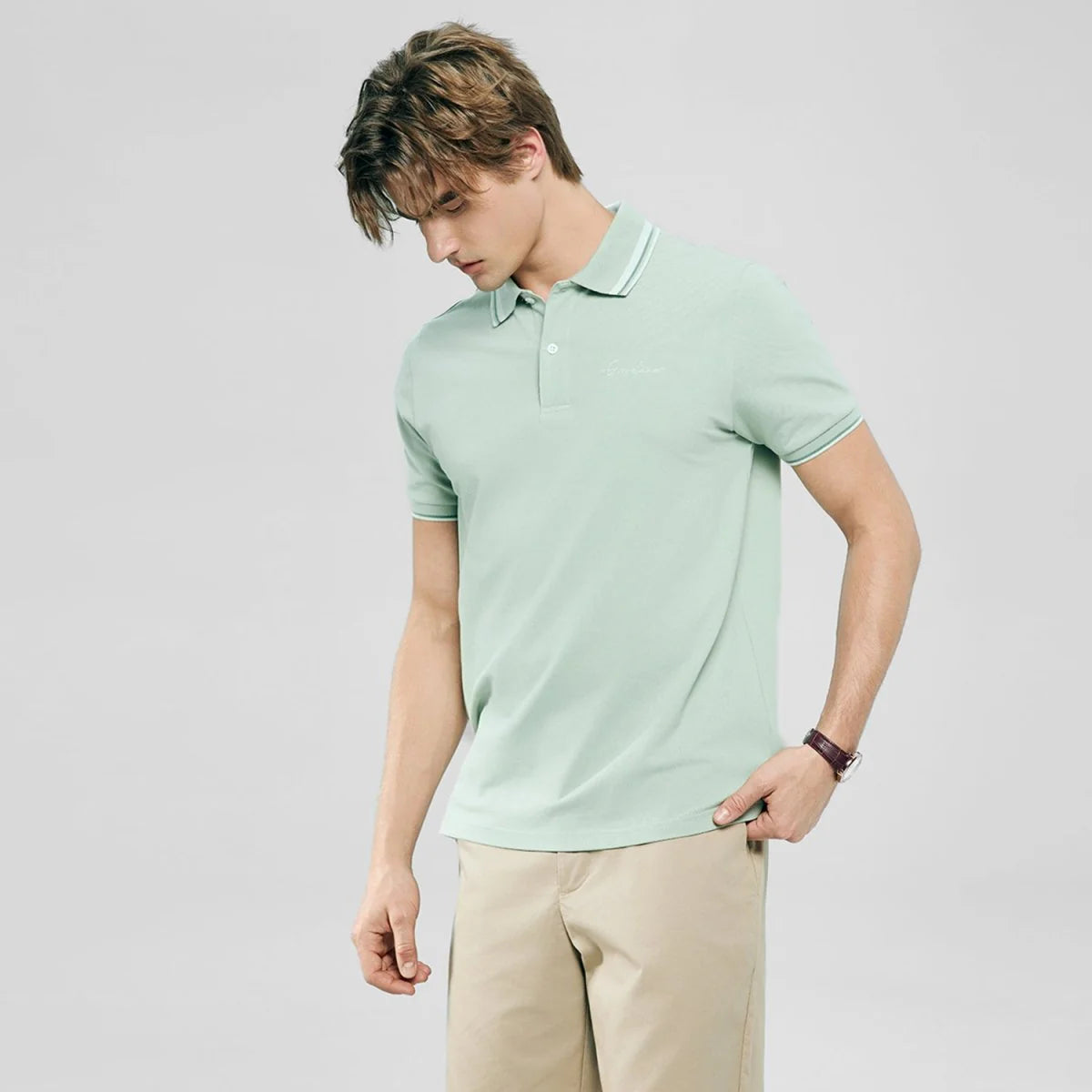 Slim Pique Polo with Signature Embroidery