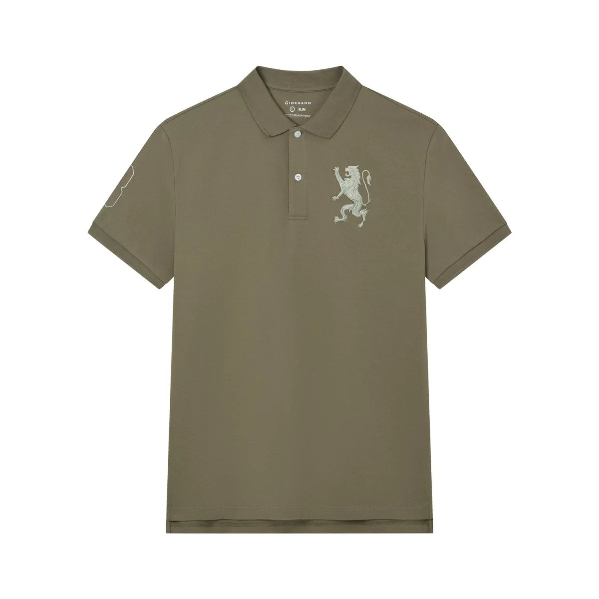 Slim Pique Polo With 3D Lion Embroidery