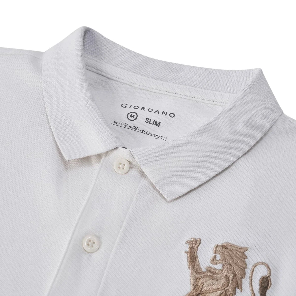 Slim Pique Polo With 3D Lion Embroidery