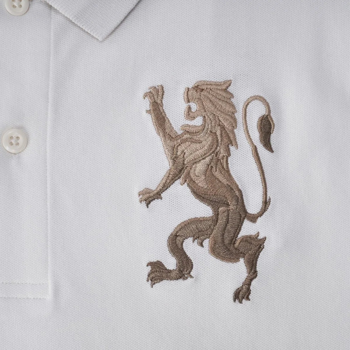 Slim Pique Polo With 3D Lion Embroidery