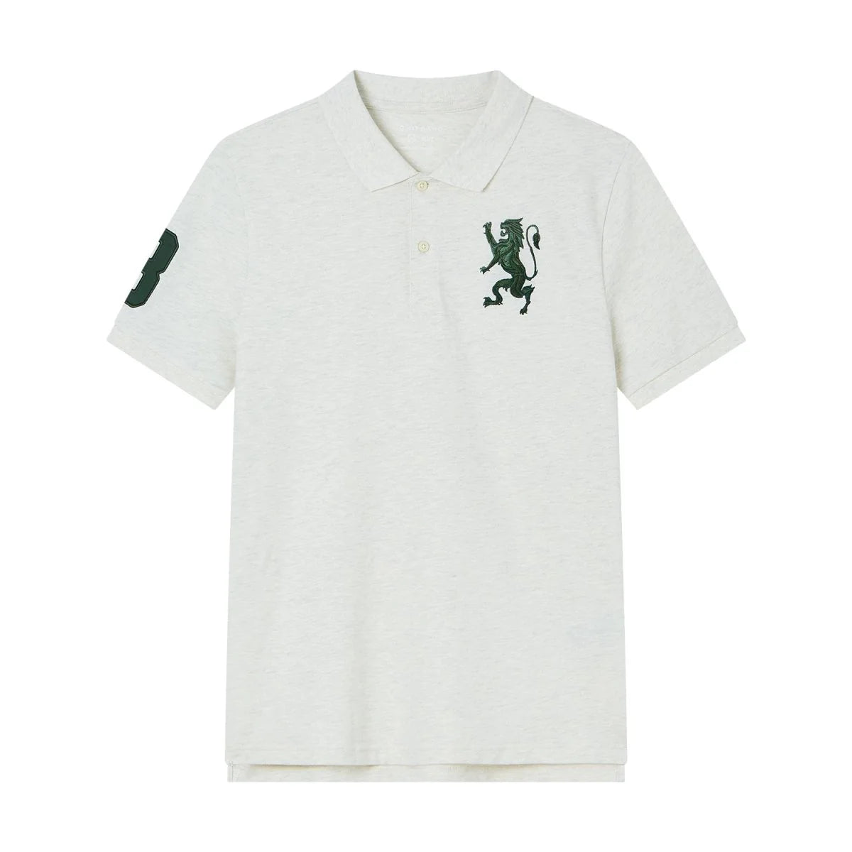 Slim Pique Polo With 3D Lion Embroidery