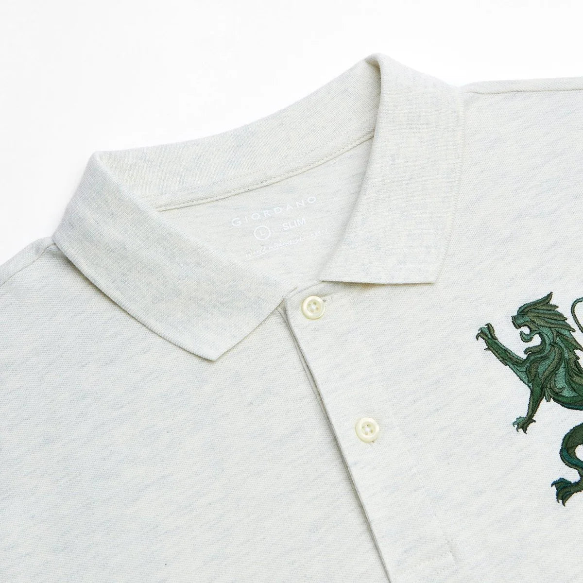 Slim Pique Polo With 3D Lion Embroidery
