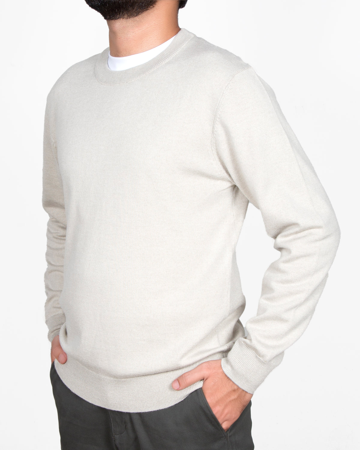 Solid Round Neck Anti-Static Sweater
