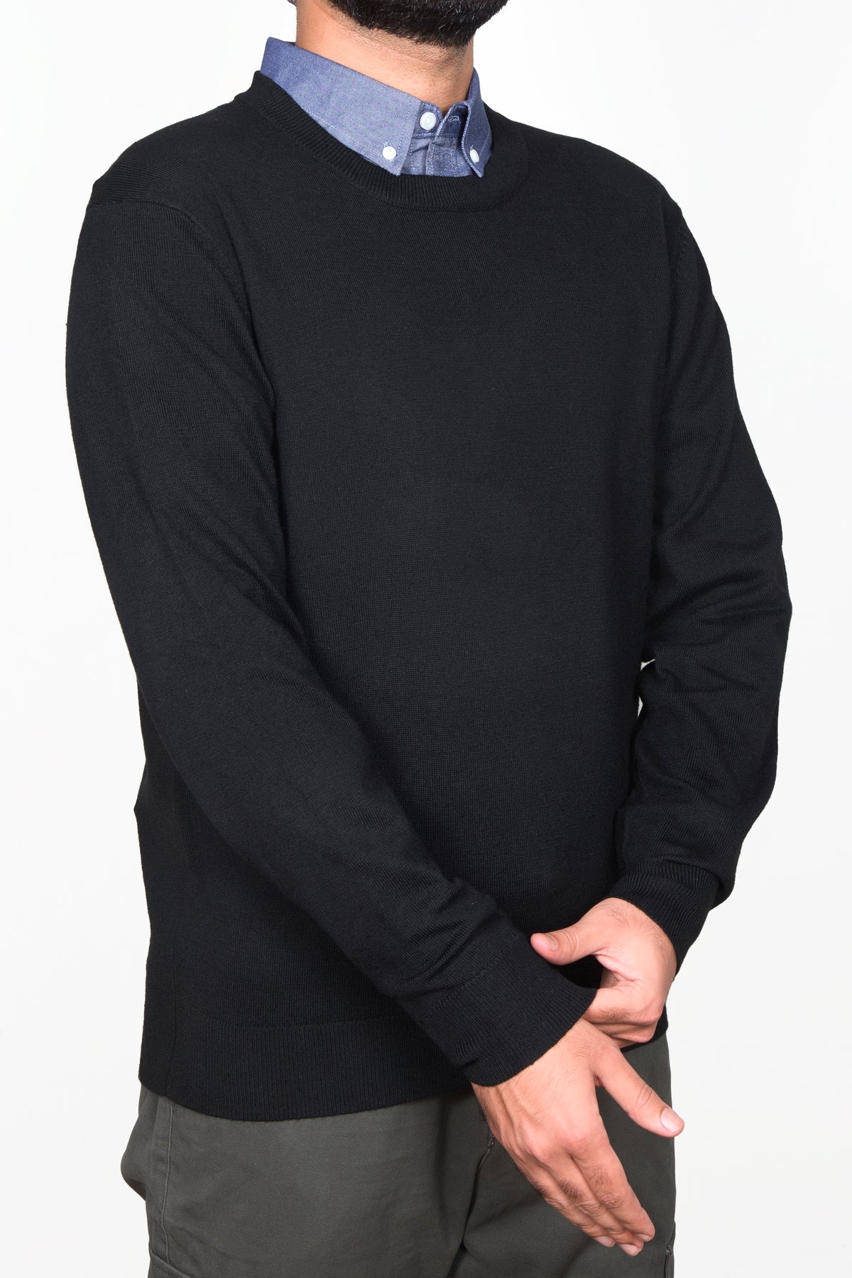 Solid Round Neck Anti-Static Sweater