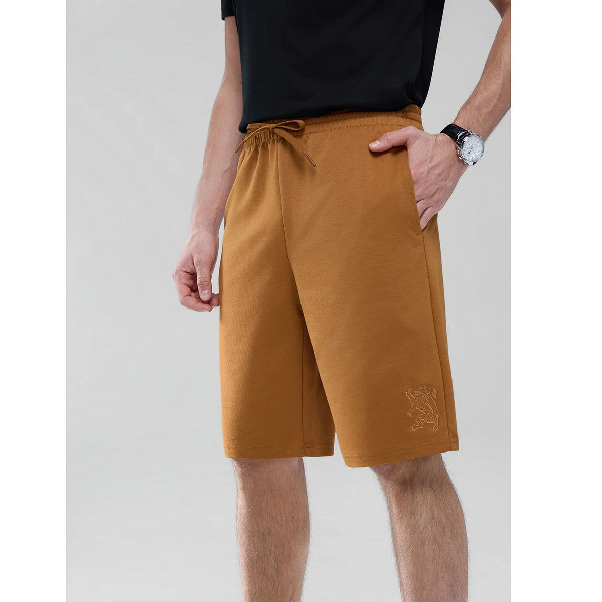Embroidered 3D Lion Logo Short