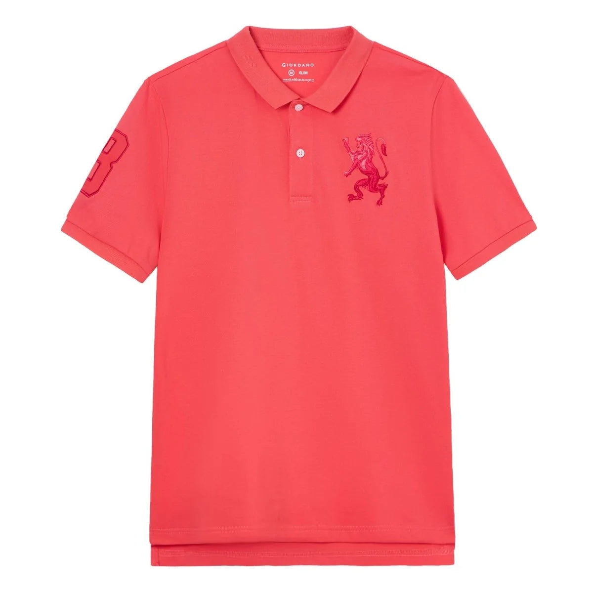 Slim Pique Polo With 3D Lion Embroidery