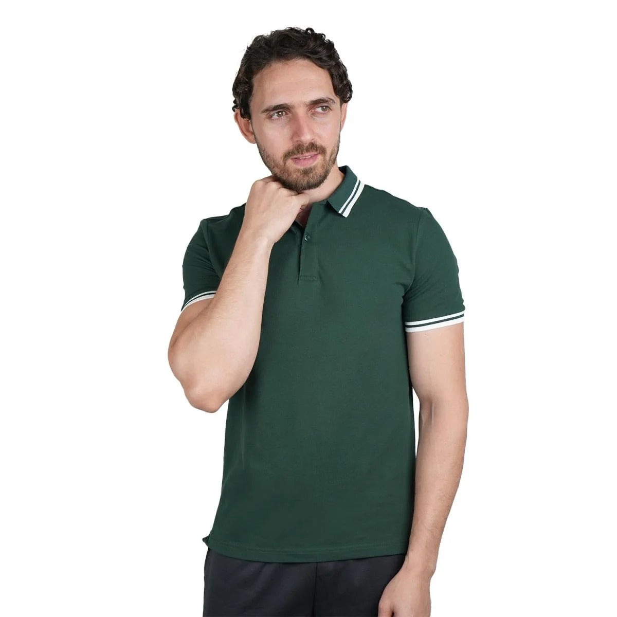 Solid Cotton Lycra Polo (Double-Piping)