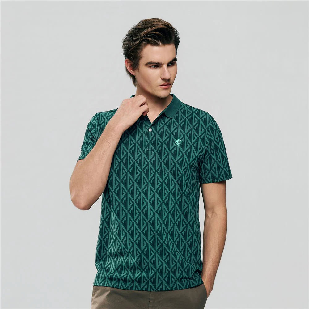 Pique Polo with Pattern Print (Slim Fit)