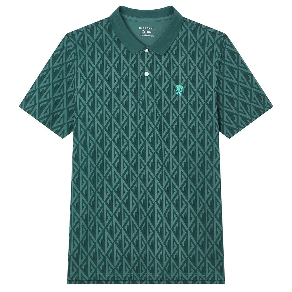 Pique Polo with Pattern Print (Slim Fit)
