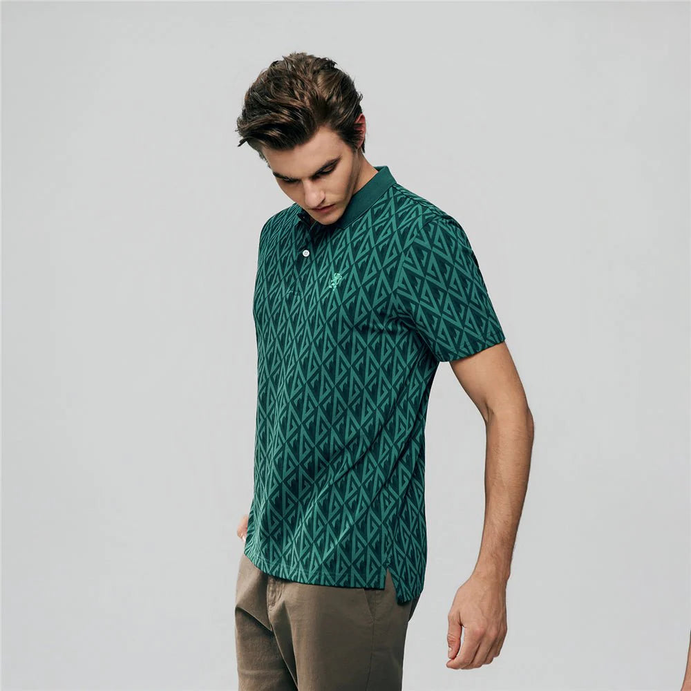 Pique Polo with Pattern Print (Slim Fit)