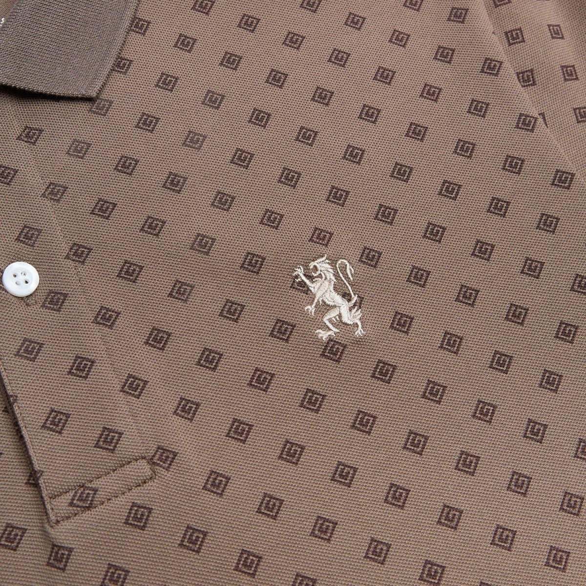 Pique Polo with Pattern Print (Slim Fit)