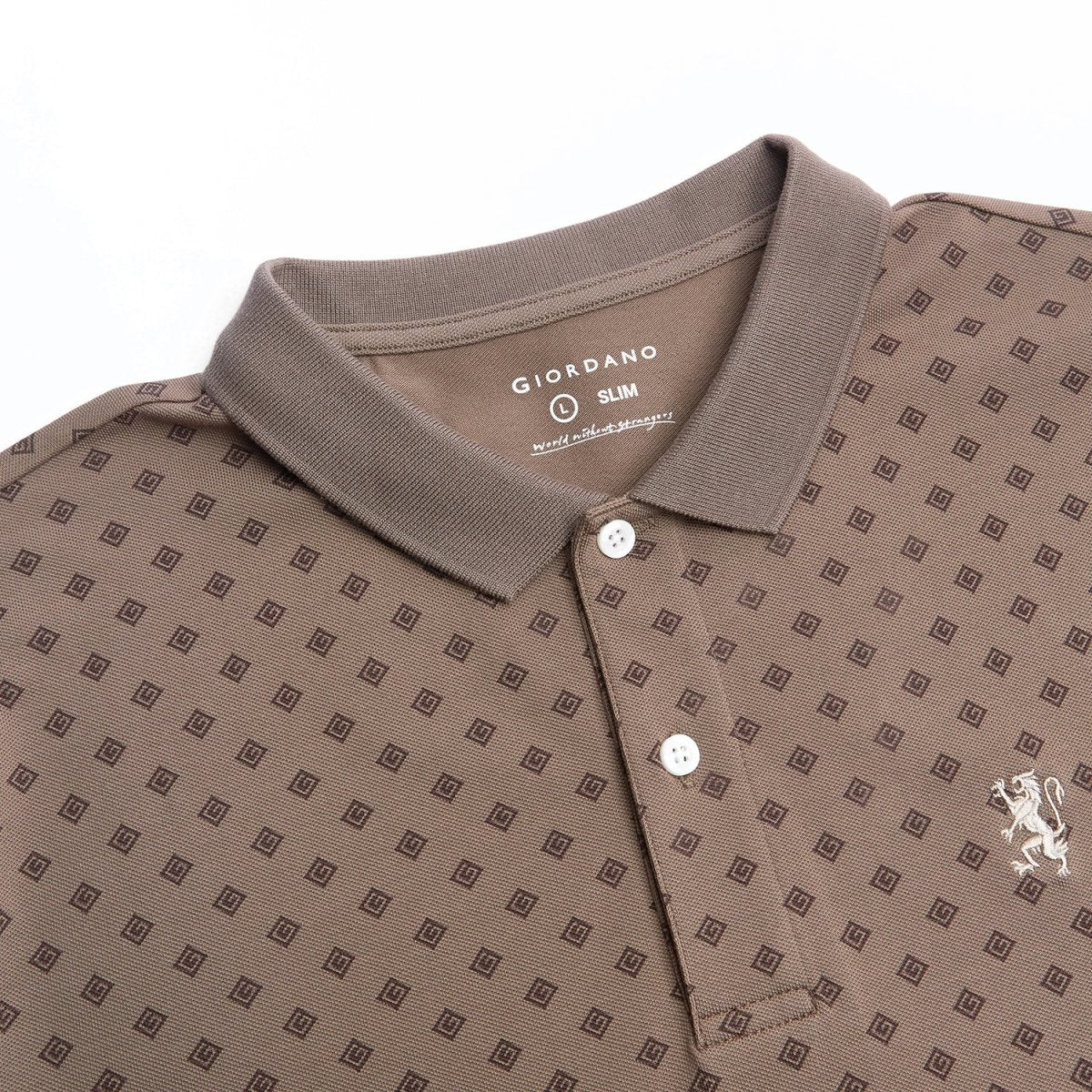 Pique Polo with Pattern Print (Slim Fit)