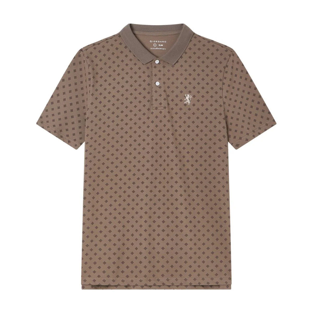 Pique Polo with Pattern Print (Slim Fit)