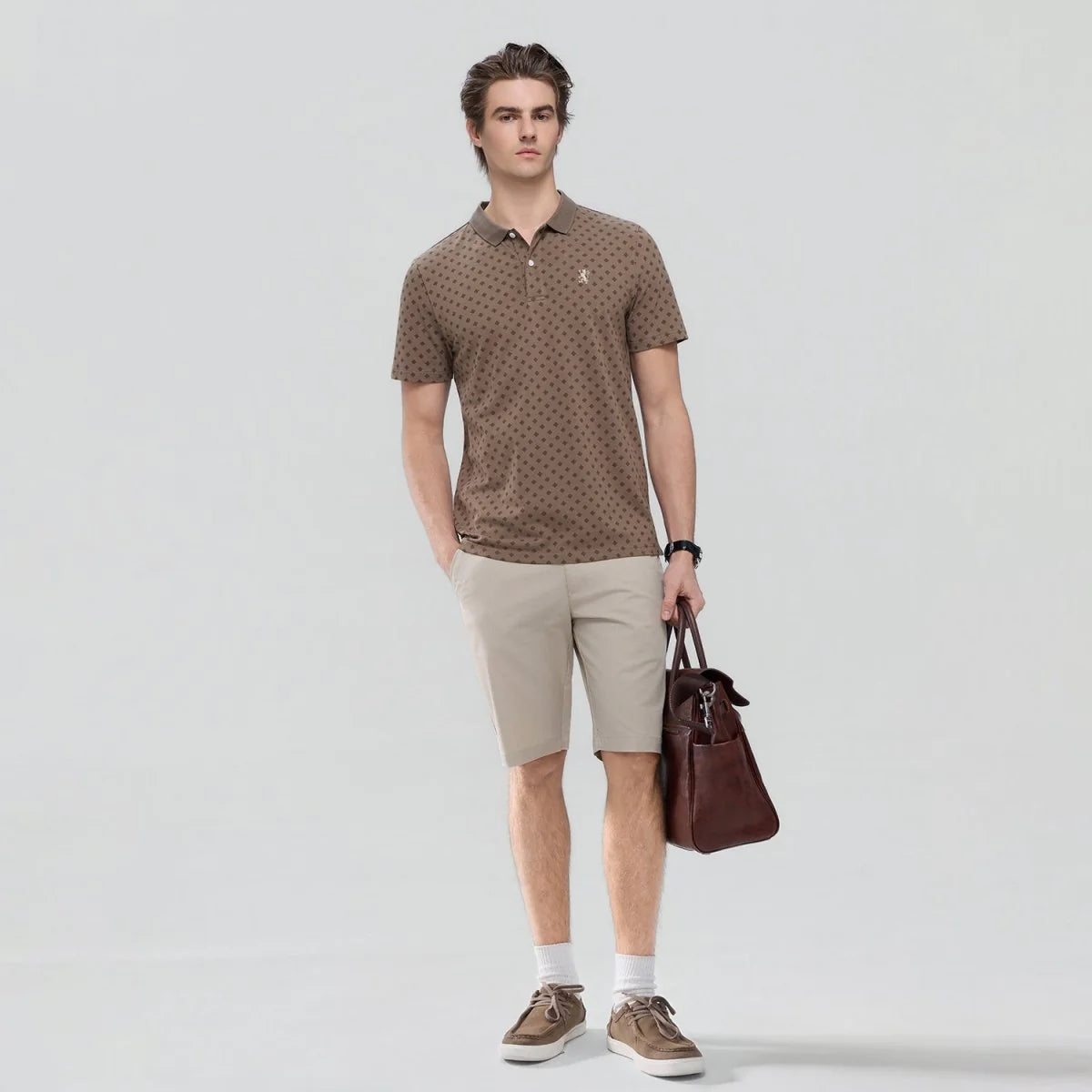 Pique Polo with Pattern Print (Slim Fit)