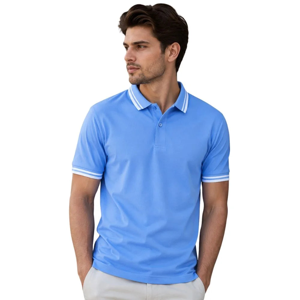Solid Cotton Lycra Polo (Double-Piping)