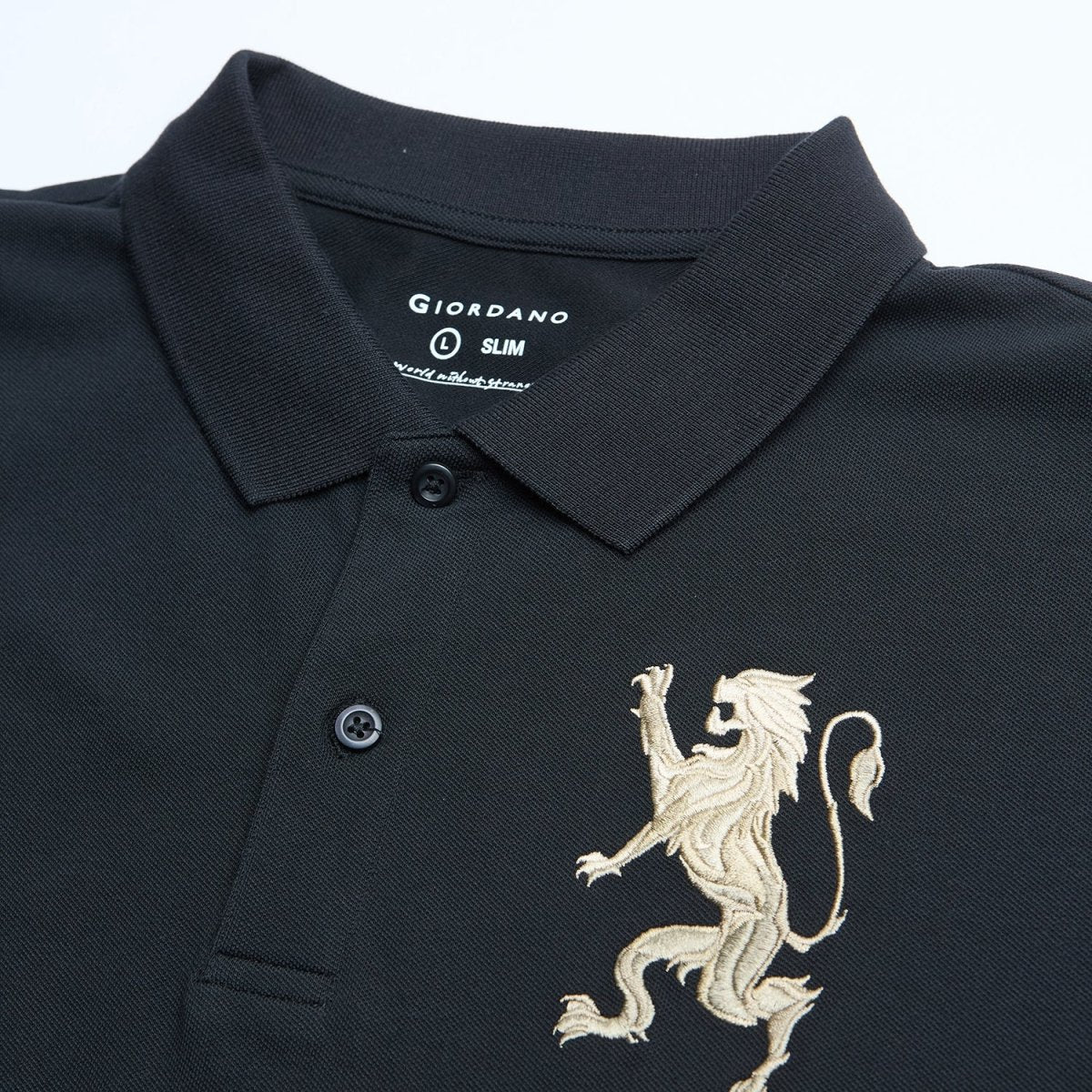Slim Pique Polo With 3D Lion Embroidery
